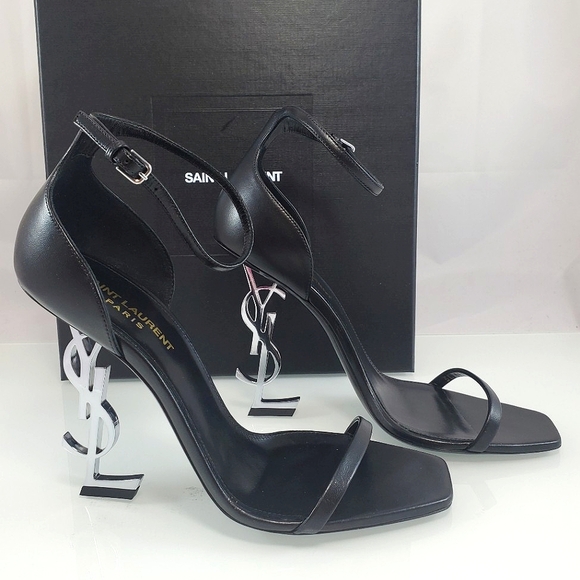 Saint Laurent Shoes - NEW$1290 Yves Saint Laurent Opyum YSL Black Silver Ankle 110 Heel Sandal Sz 9.5